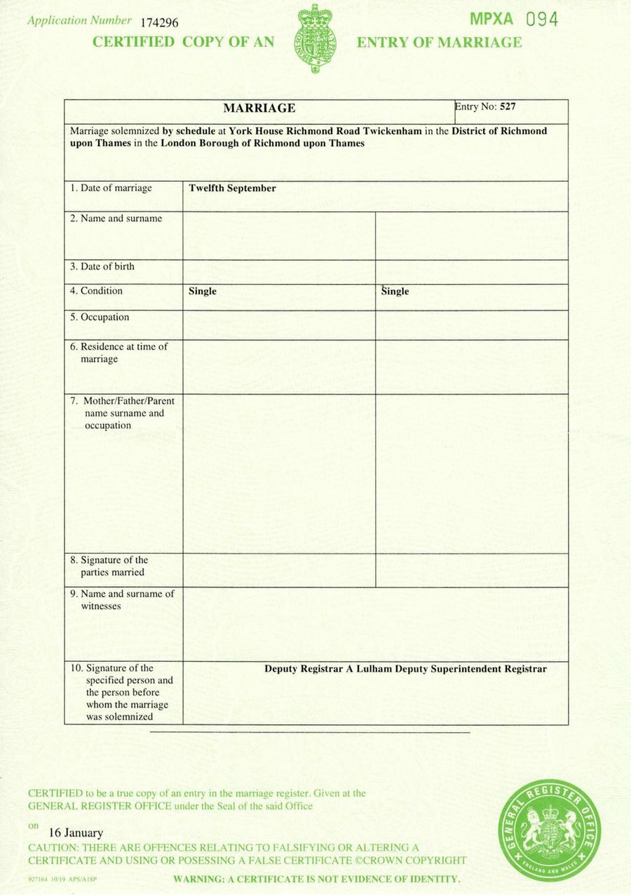 sample UK marriage certificate for apostille service apostille for UK marriage certificate